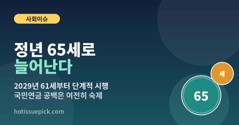 정년 65세 연장 2029년 61세부터 단계적 시행 안내 이미지