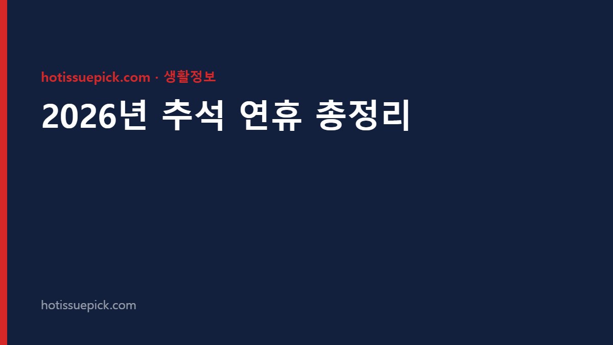 2026년 추석 연휴 총정리 대표 이미지