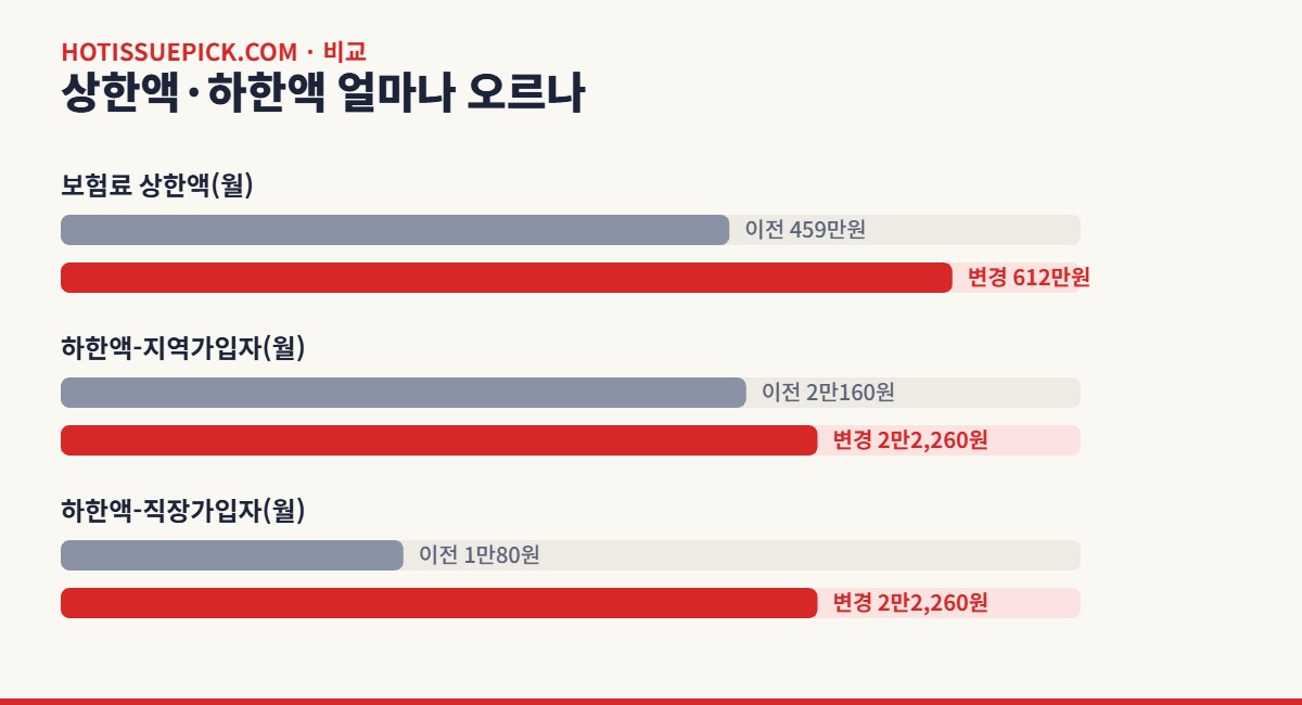 건강보험료 상한 하한액 인상 비교 그래프